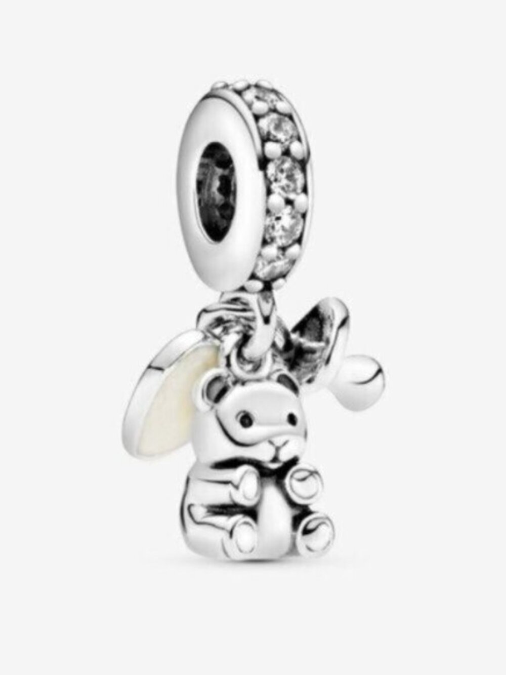 Pandora Silver Bunny Dangle Charm with Clear Stones